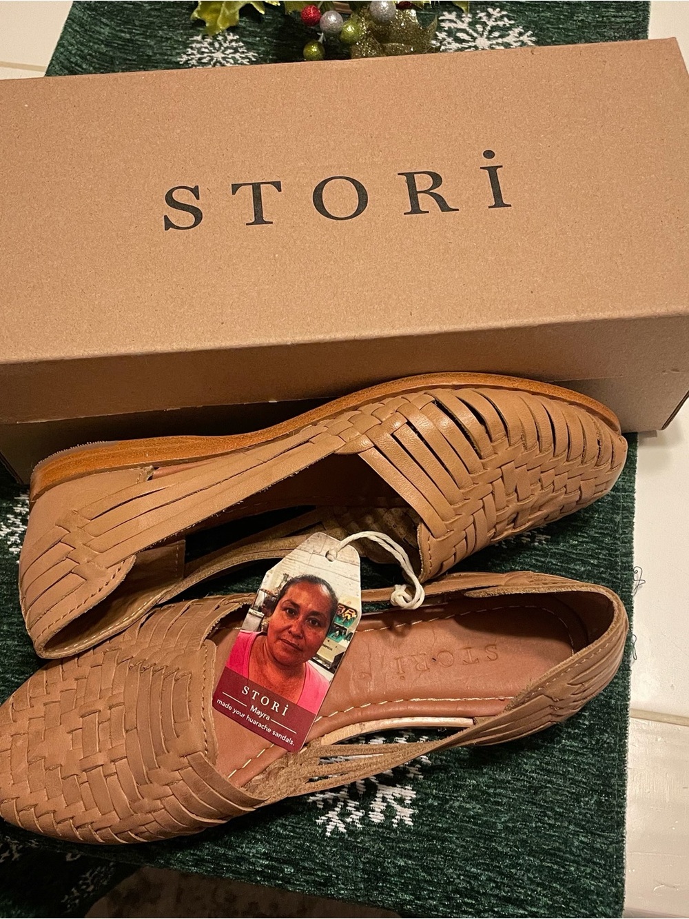 Stori Tan Woven Leather Slip-On Loafers